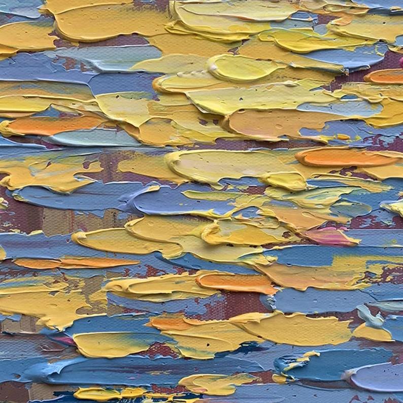 Lever du soleil Océan Coastal Sea Landscape par Couteau à palette détail plage art décoration murale bord de mer Peintures à l'huile